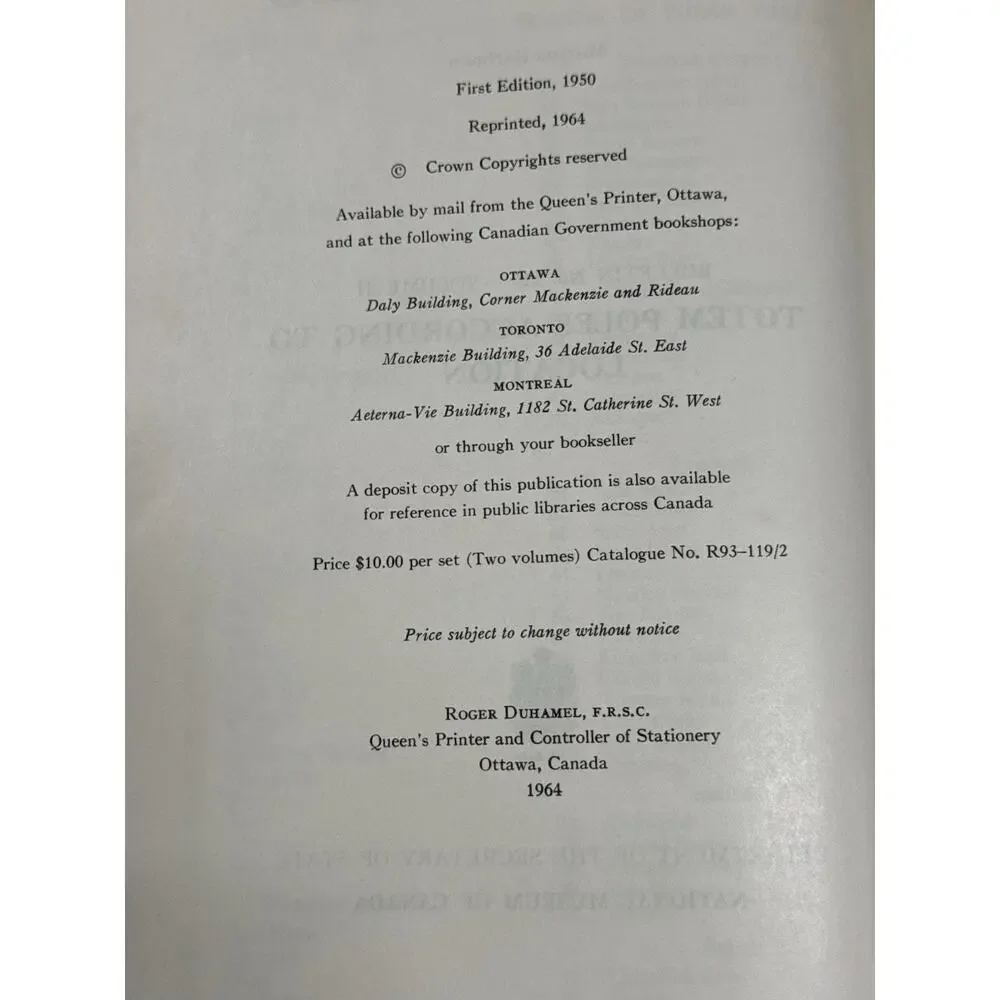 Totem Poles Volume 2 Vintage 1950s Book Northwest Coast Indigenous First Nation